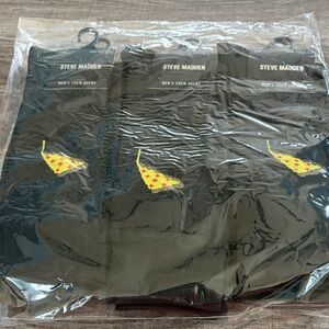 Steve Madden Black Crew Socks with Pizza Slice Design